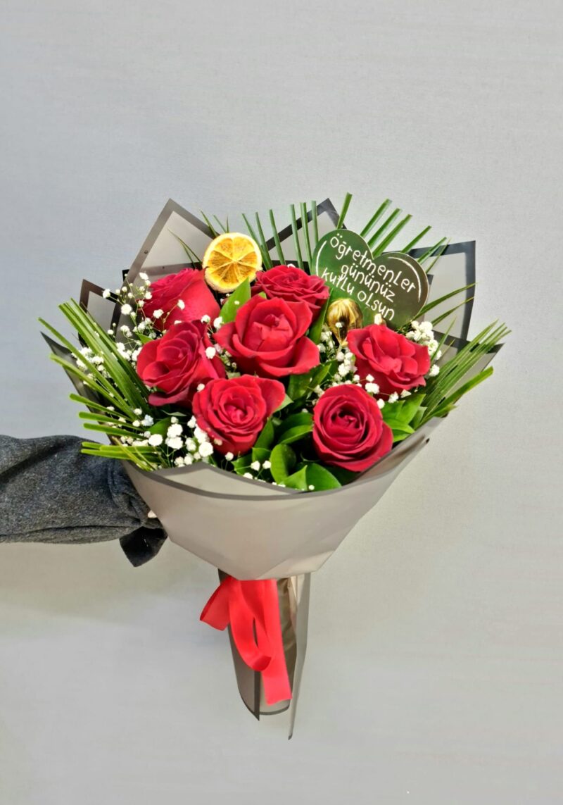 KIRMIZI GÜL BUKETİ 7 ADET CANLI