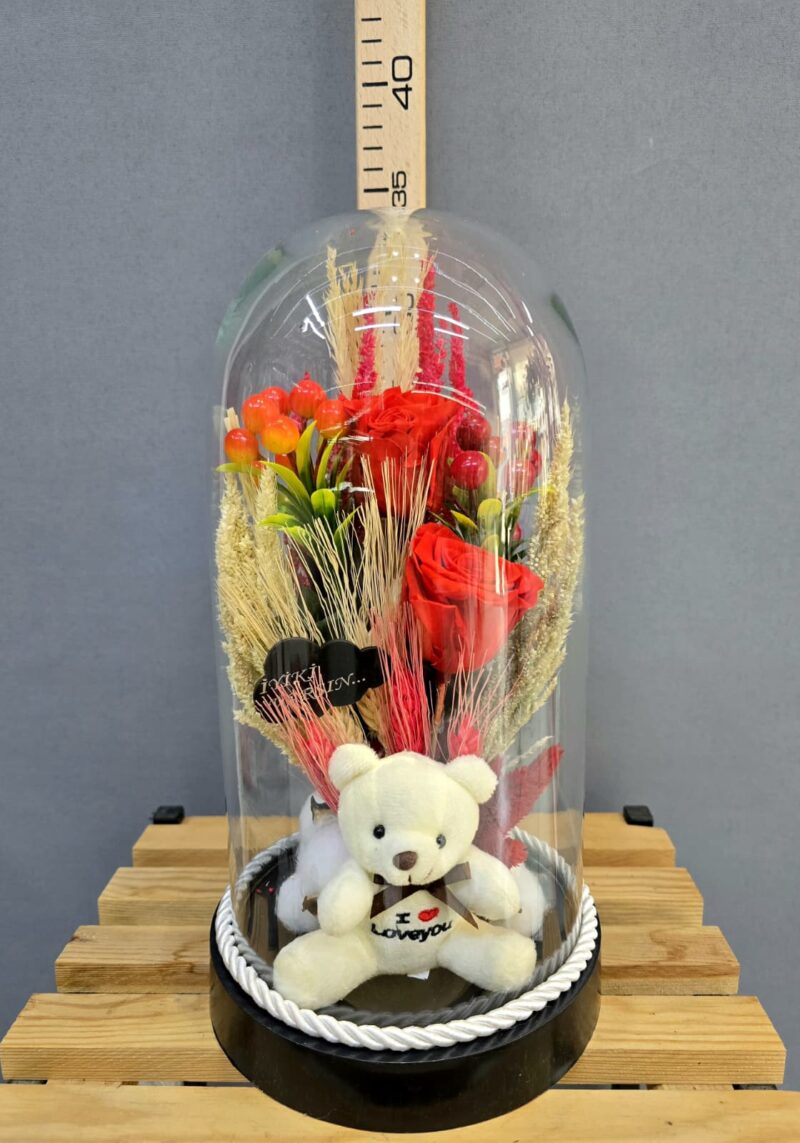 CAM FANUSTA KIRMIZI SOLMAYAN GÜL