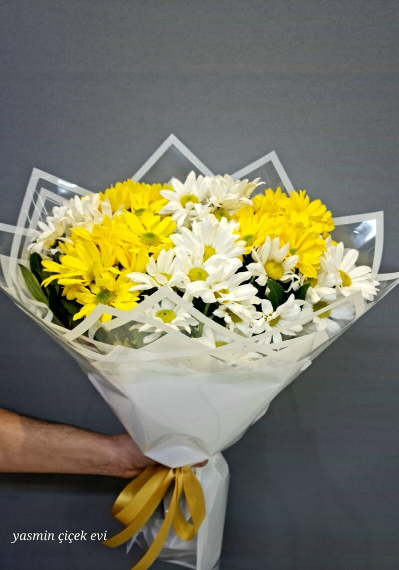 PAPATYA SARI BEYAZ BUKETİ CANLI