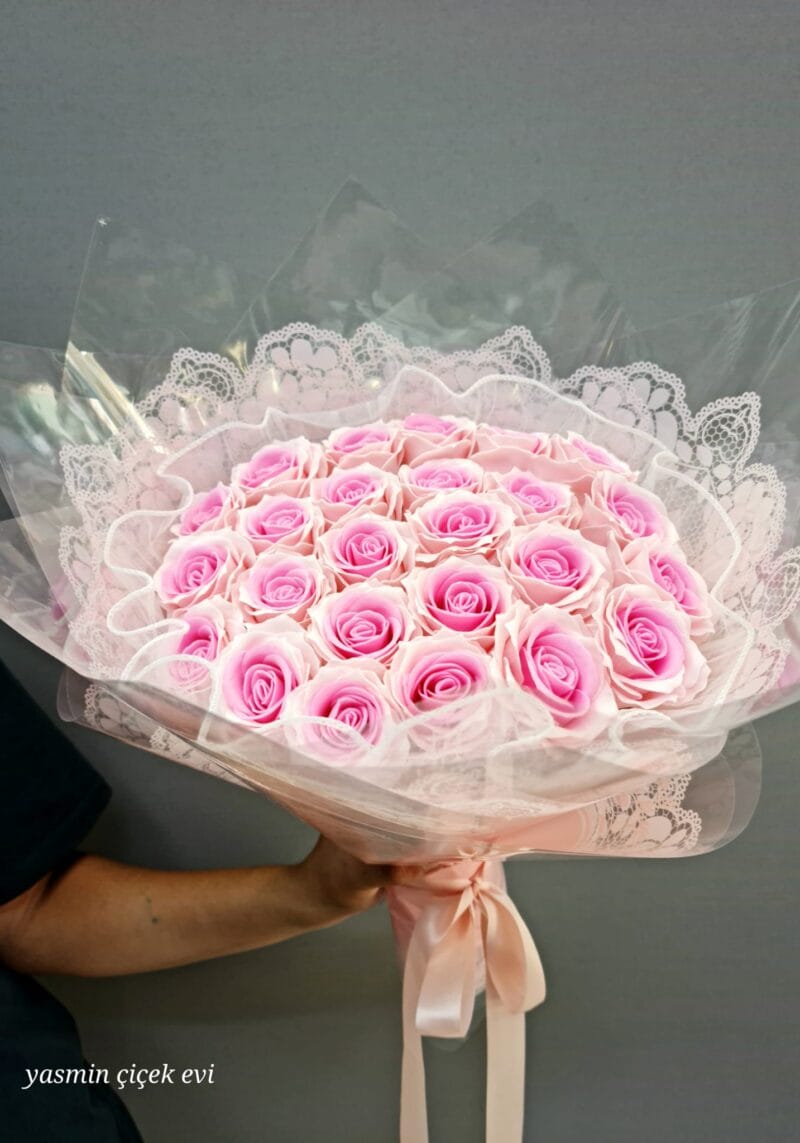 YAPAY PEMBE GÜL BUKETİ 25 ADET